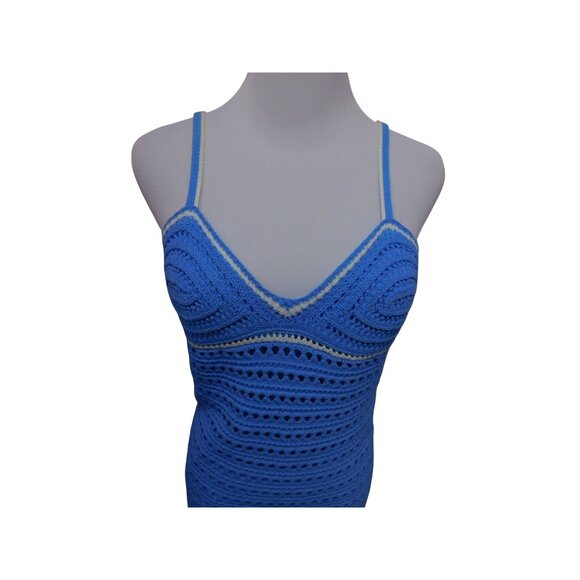 Willow & Wind Blue Crochet Mini Dress With Spaghetti Straps & Lining Size S - Picture 5 of 8